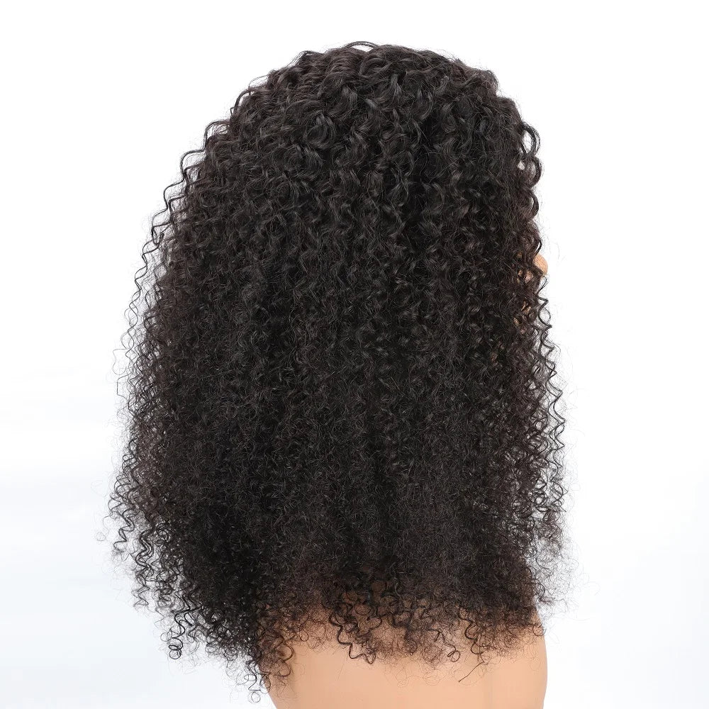 Curly Half Wig Human Hair Wigs 250% Half Wig Kinky Curly Human Hair Wigs 3 In 1 Invisible Hairline With Drawstring Seamless