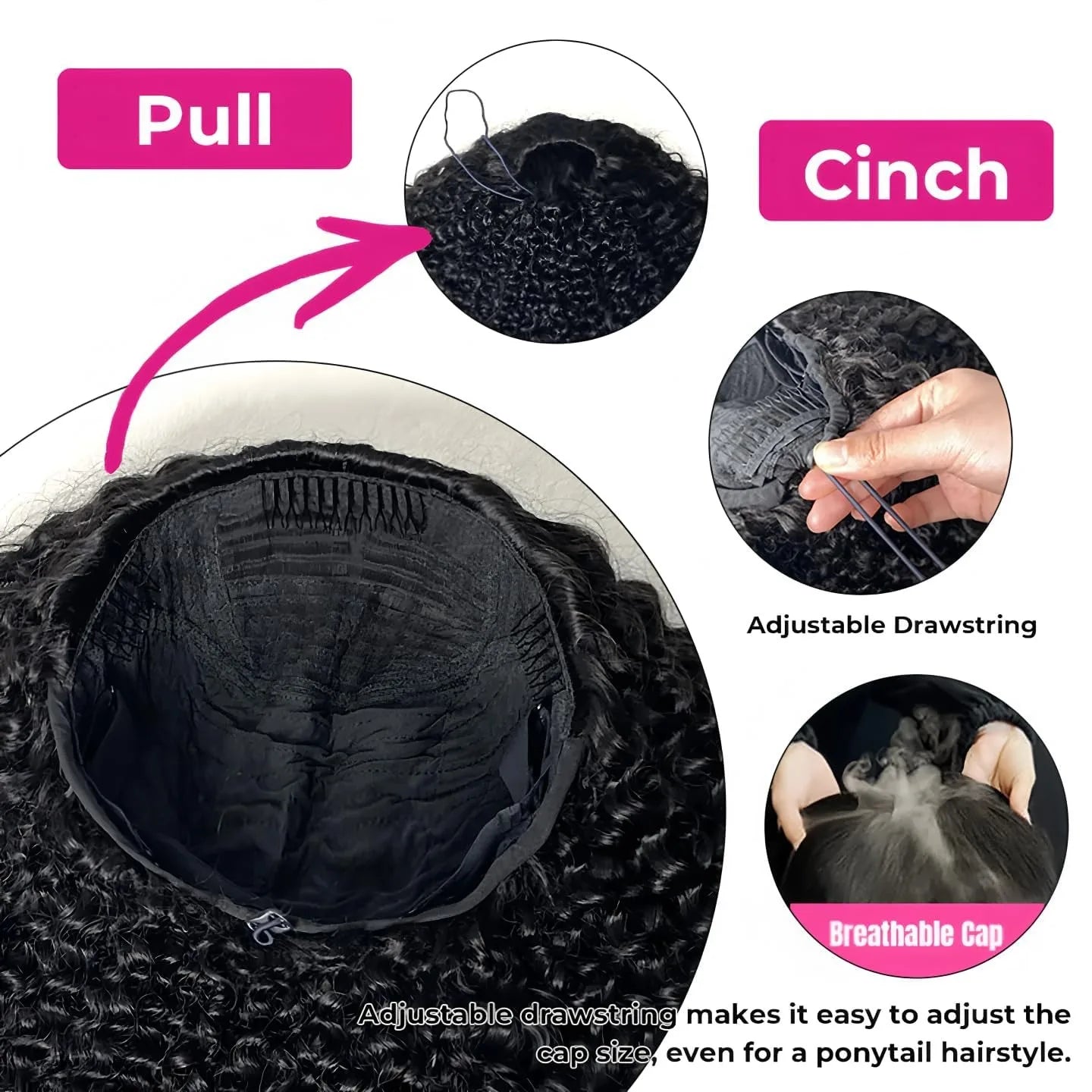 250% 3 In 1 Highlight Half Wigs Human Hair Afro Kinky Curly Balayage Glueless 1B/27 Curl 3/4 Half Wig Drawstring Seamless Flip