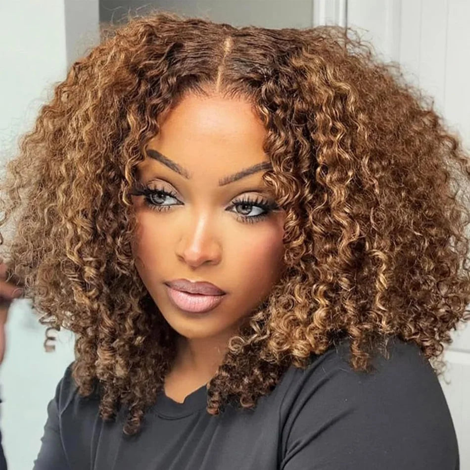 Wear And Go Glueless Highlight Bob Wig Human Hair 5X5 Brazilian Wigs Original Curly Short 427 Honey Blonde Deep Wave Frontal Wig