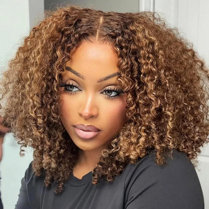 Wear And Go Glueless Highlight Bob Wig Human Hair 5X5 Brazilian Wigs Original Curly Short 427 Honey Blonde Deep Wave Frontal Wig