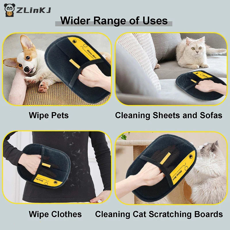 ▶1Pcs Reusable Pet Hair Remover Electrostatic Gloves For Cats &amp; Dogs