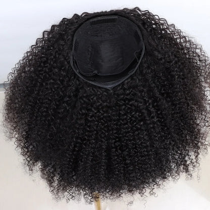 Curly Half Wig Human Hair Wigs 250% Half Wig Kinky Curly Human Hair Wigs 3 In 1 Invisible Hairline With Drawstring Seamless