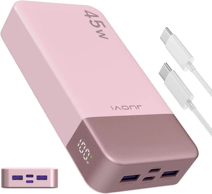 JUOVI Powerbank 20000mAh 45W Fast Charge Power Bank, Super Fast Charging Portable Charger with LED Display for iPhone 17 16 15