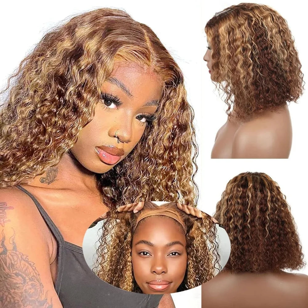 Glueless Highlight Bob Wig Human Hair 5x5 Lace Closure