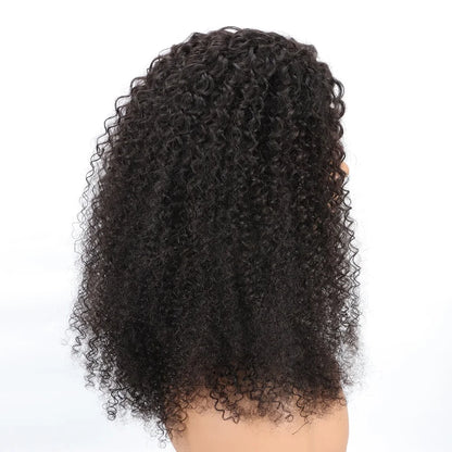 Curly Half Wig Human Hair Wigs 250% Half Wig Kinky Curly Human Hair Wigs 3 In 1 Invisible Hairline With Drawstring Seamless