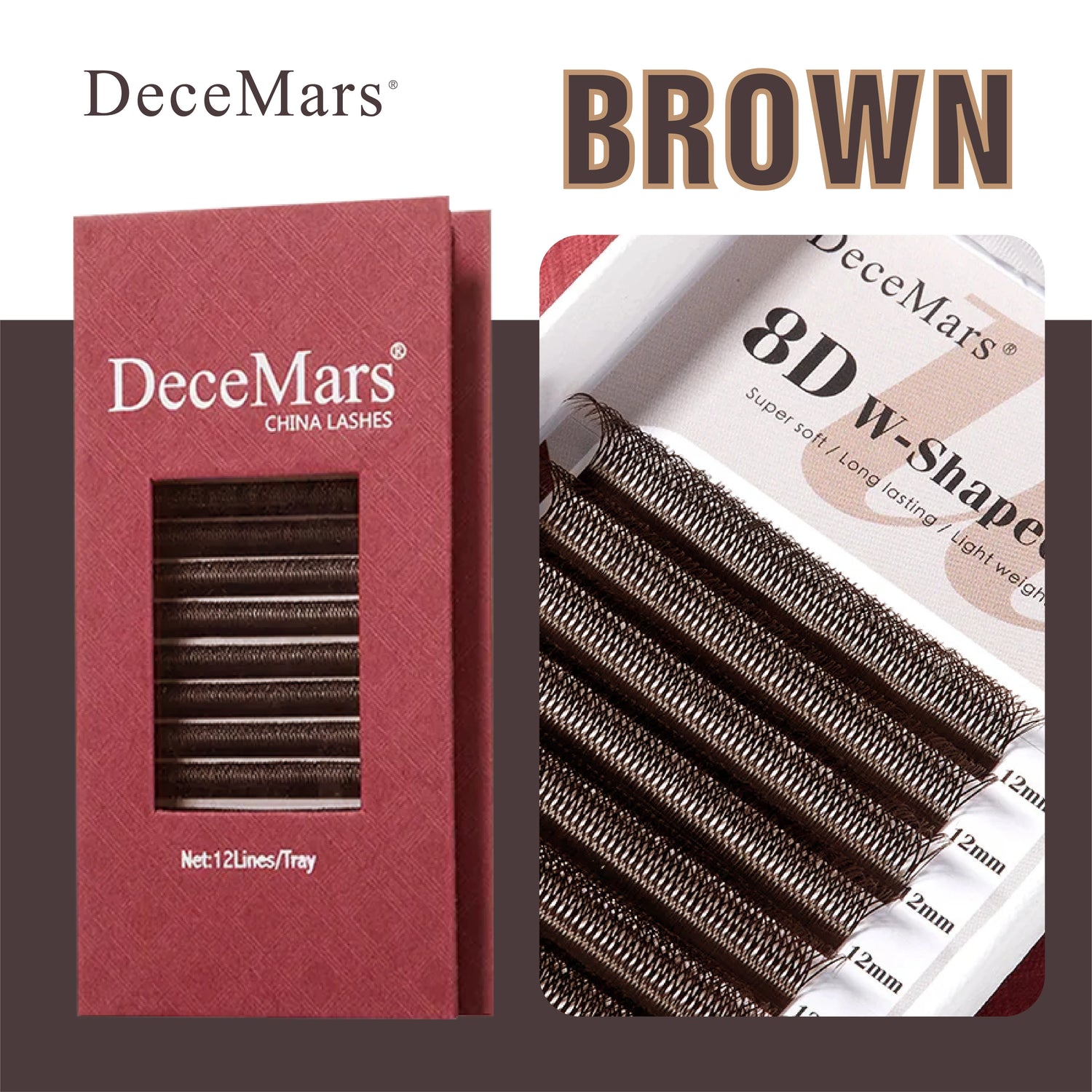 DeceMars 8D - W Shaped Eyelash Extension (12line/Tray)