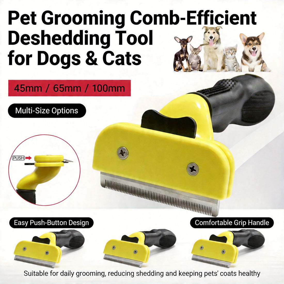 Pet Deshedding Brush for Dogs and Cats Long Short Hair