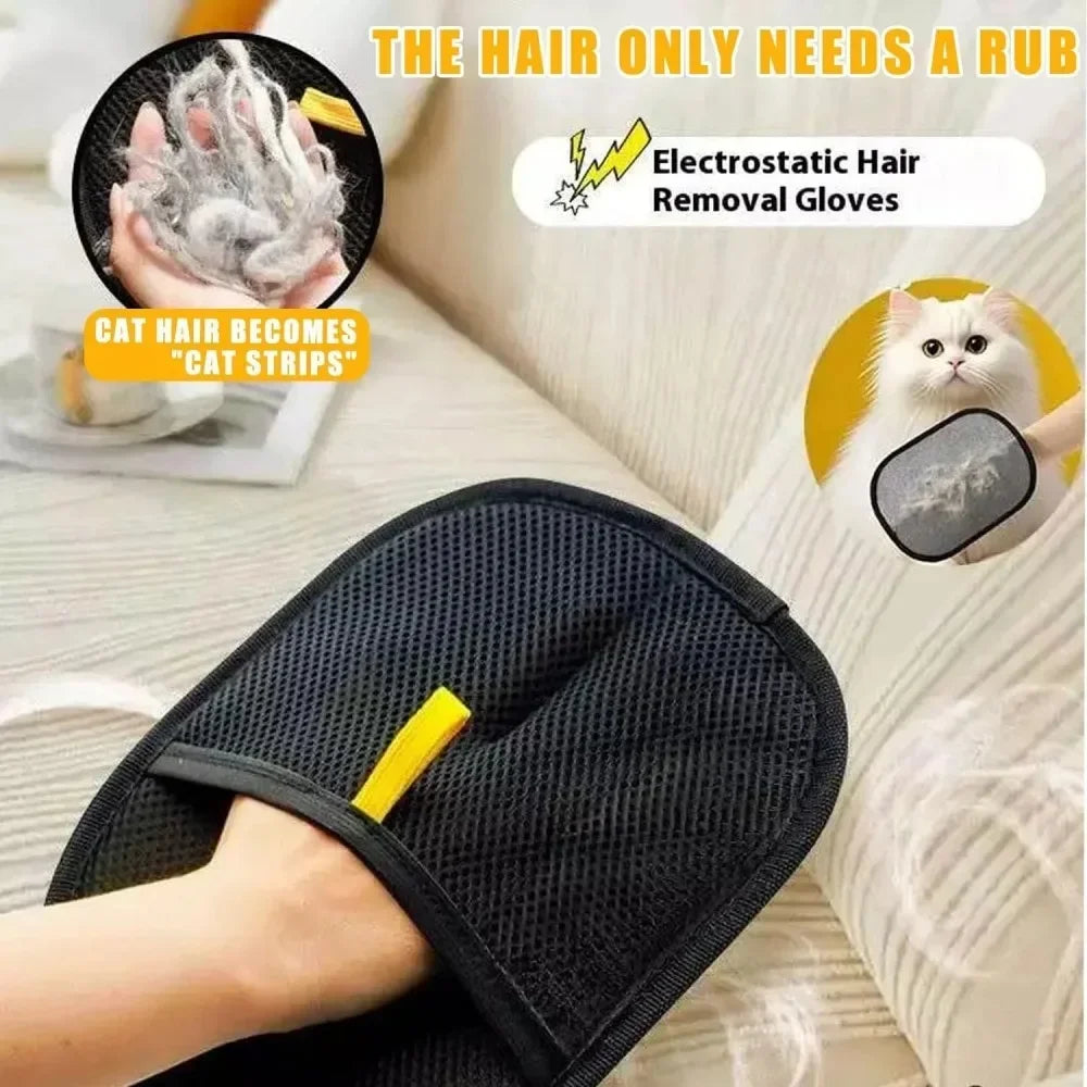 2pcs Cat Grooming Gloves Electrostatic Pet Hair Removal Brush for Cleaning Sofa Carpet clothes Double-sided Pet Hair Remover