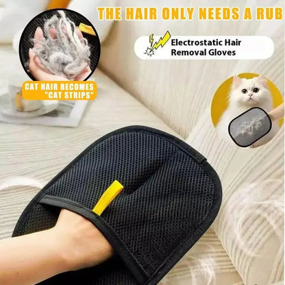 2pcs Cat Grooming Gloves Electrostatic Pet Hair Removal Brush for Cleaning Sofa Carpet clothes Double-sided Pet Hair Remover